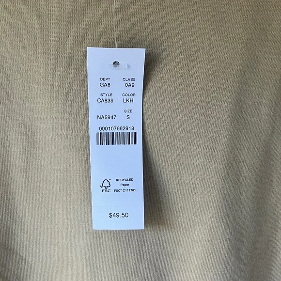 NWT J.Crew Beige Short Sleeve Boxy Top, Size Small - Picture 3 of 4